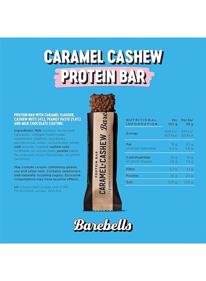 Barebells Protein Bar - Caramel Cashew Flavor - for High Protein Snack ( 55g x 12 ) - Image 2