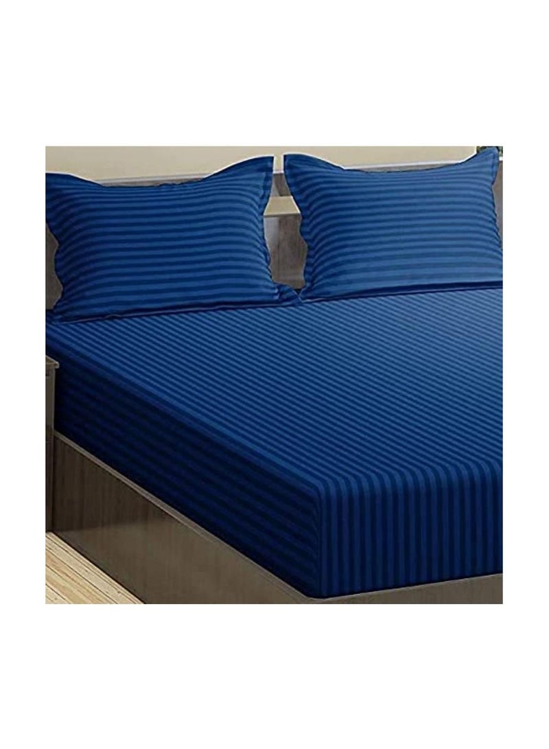 Stripe King 4 Pcs Fitted Sheet Set - Lightweight and Soft 90 GSM Includes One Fitted Sheet One Bed Sheet and Two Pillow Cases
