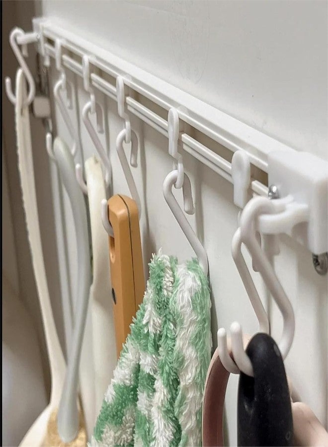 Krushika Enterprise Wall Mounted Sliding Hook Rail with 10 Adjustable Hooks – Multipurpose Rack for Kitchen Utensils, Keys, Coats, Towels – Adhesive or Screw Mount Installation - Image 2