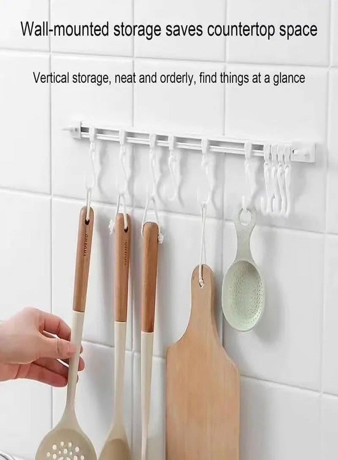 Krushika Enterprise Wall Mounted Sliding Hook Rail with 10 Adjustable Hooks – Multipurpose Rack for Kitchen Utensils, Keys, Coats, Towels – Adhesive or Screw Mount Installation - Image 5