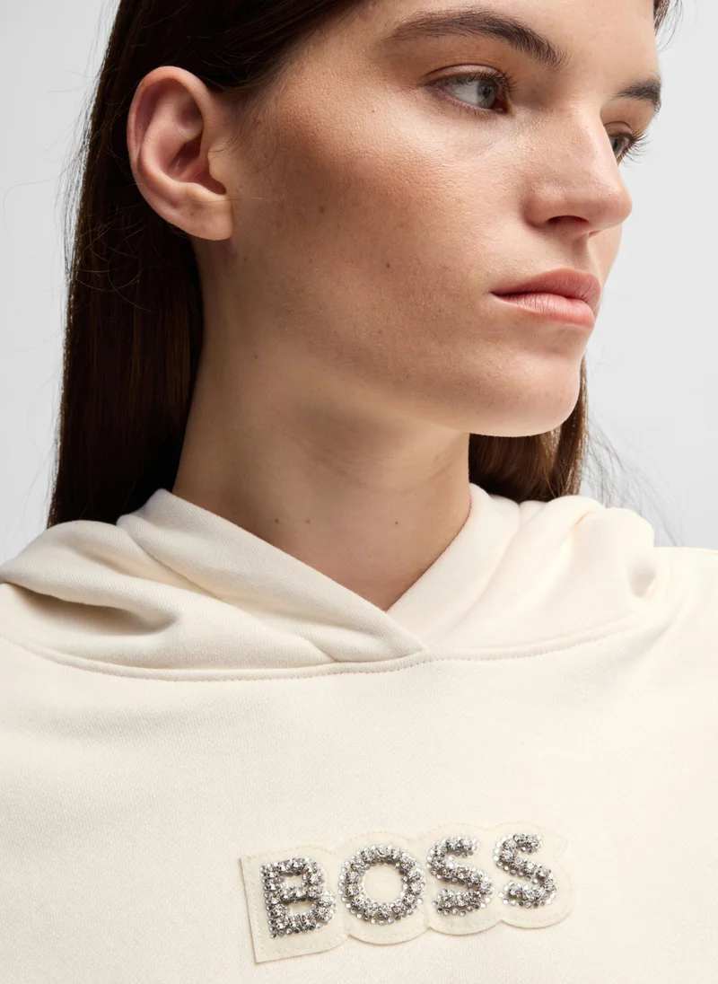 بوس Cotton-terry hoodie with crystal-studded logo