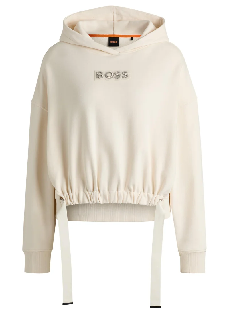 بوس Cotton-terry hoodie with crystal-studded logo