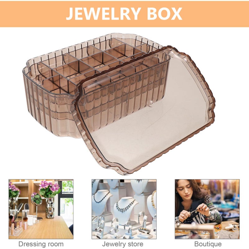 Brown Jewelry Box Organizer 3 Layer Travel Storage for Rings Necklaces Earrings Bracelets - Image 4