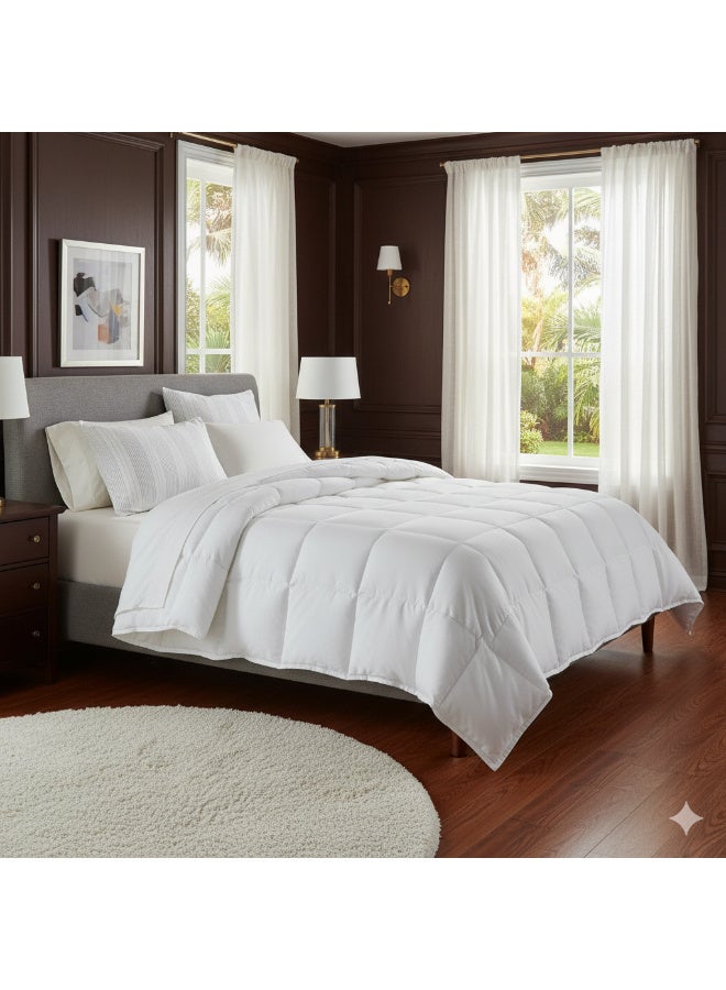 Harmony Home White Stripe Microfiber Quilt – 85 GSM | Soft & Lightweight | Full Size (200x200 cm) - Image 1