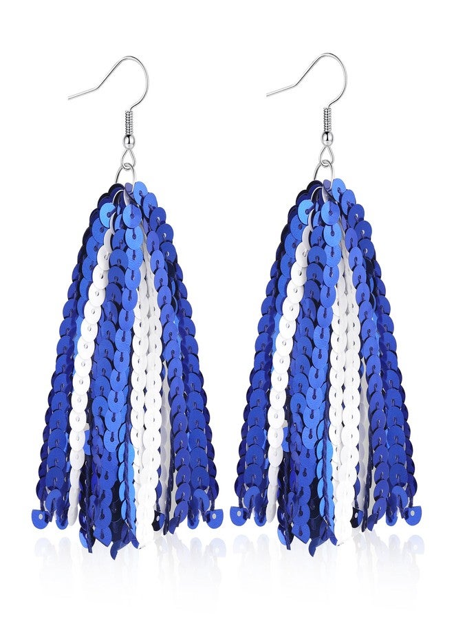 imani Cheerleader Earrings Football Dallas Blue White Cowboys Inspired Gameday Fans Party Decor Outfits - Image 1