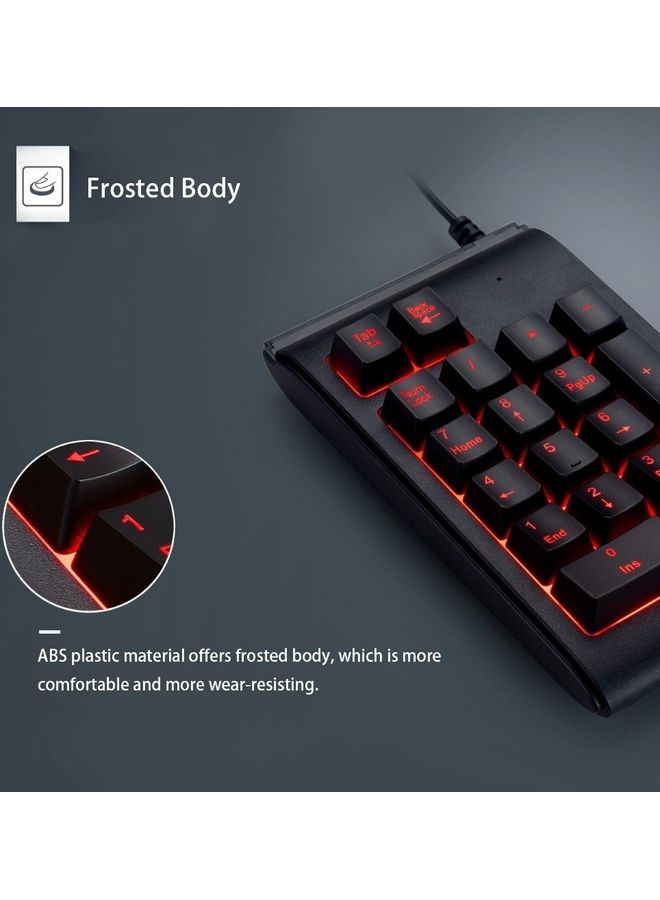 لوحة مفاتيح رقمية ميكانيكية صغيرة سلكية مزودة بمنفذ USB و19 مفتاحًا لون أسود - Image 3