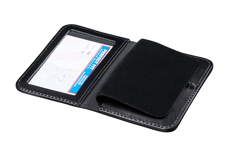 Perfect Fit Shield Wallets Ohio Sheriff Badge and ID Holder 5 Point Star Bi-Fold Book Style Badge Wallet Black Leather (cutout 34) - Image 3