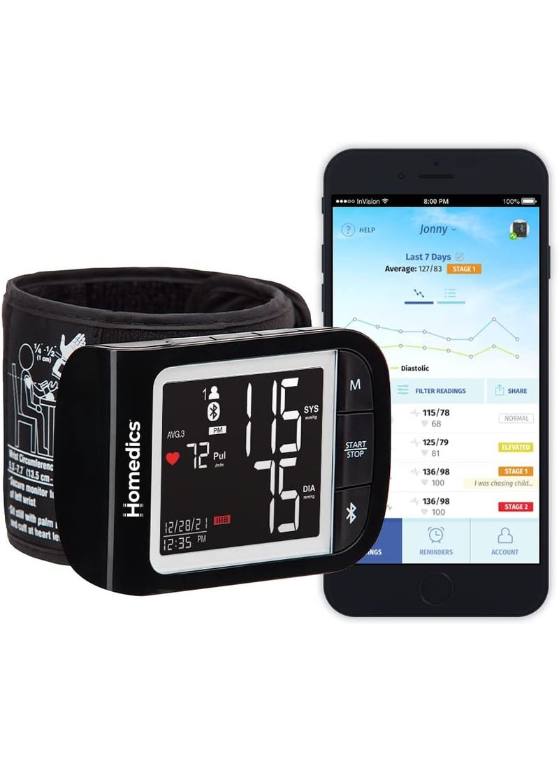 HoMedics HoMedics Premium Wrist Blood Pressure Monitor Clinically Proven Accurate Wrist Positioning Guide AMPM Averaging Irregular Heartbeat Detector Smart Measure Inflation Technology  - Image 1
