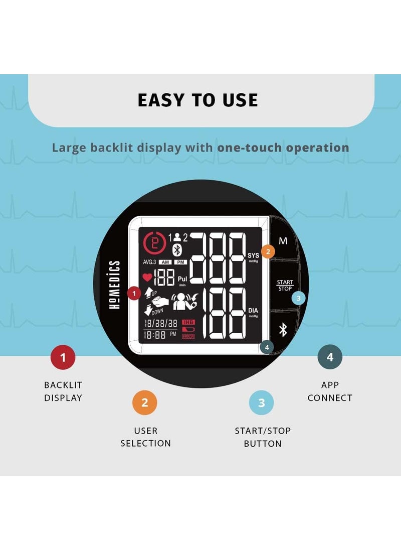 HoMedics HoMedics Premium Wrist Blood Pressure Monitor Clinically Proven Accurate Wrist Positioning Guide AMPM Averaging Irregular Heartbeat Detector Smart Measure Inflation Technology  - Image 5