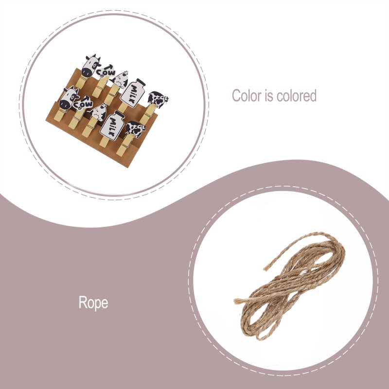 5 Packs Photo Clips Cow Themed Memos Fixed Clips with Hanging Rope - Image 5