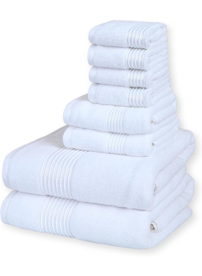 Home Dwell Premium Bath Towels Set - Set of 8 - 100% Cotton Highly Absorbent 2 Bath Towels, 2 Hand Towels and 4 Washcloths - Hotel & Spa Quality Bath Towels - Venice White - Image 1