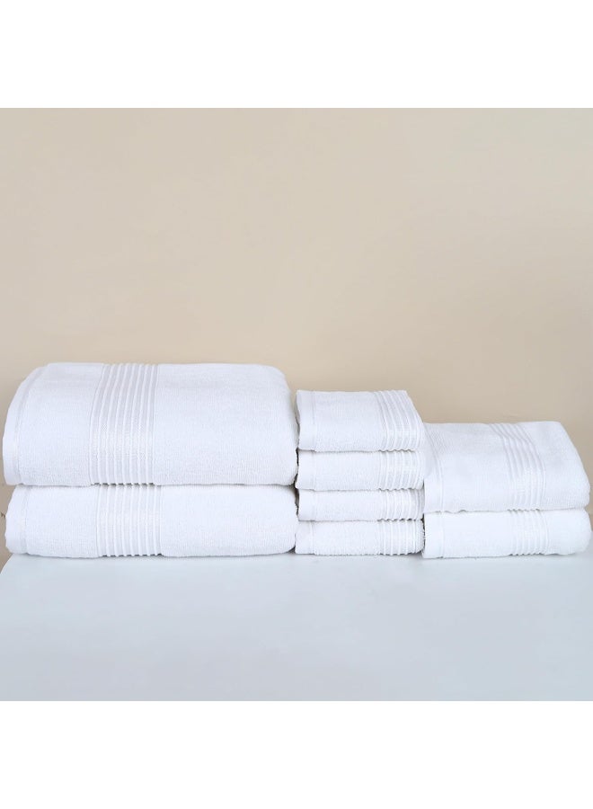 Home Dwell Premium Bath Towels Set - Set of 8 - 100% Cotton Highly Absorbent 2 Bath Towels, 2 Hand Towels and 4 Washcloths - Hotel & Spa Quality Bath Towels - Venice White - Image 2