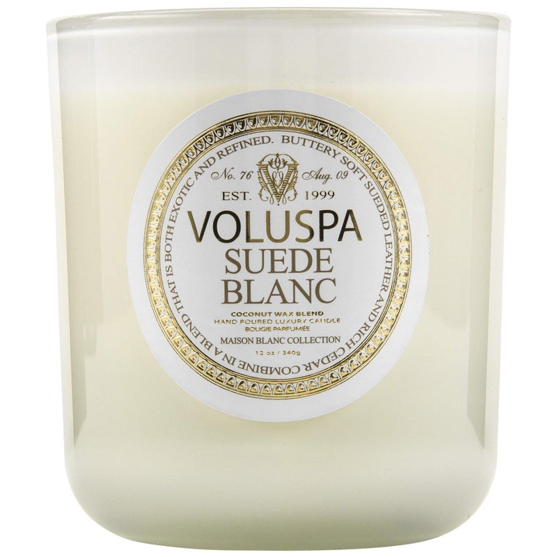 Voluspa Suede Blanc Classic Maison Candle 100 Hour 12 oz