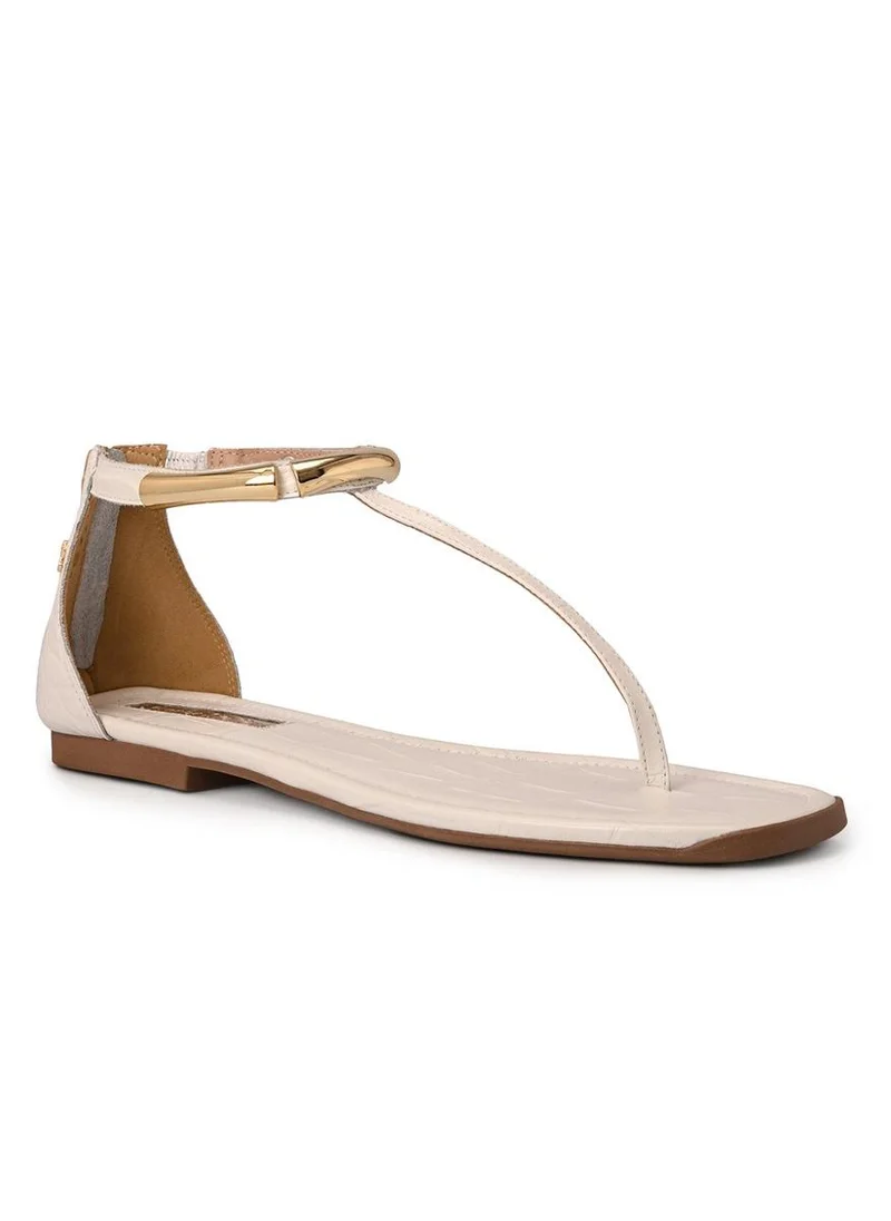 Carmen Steffens Flat White Bianco Leather Sandals