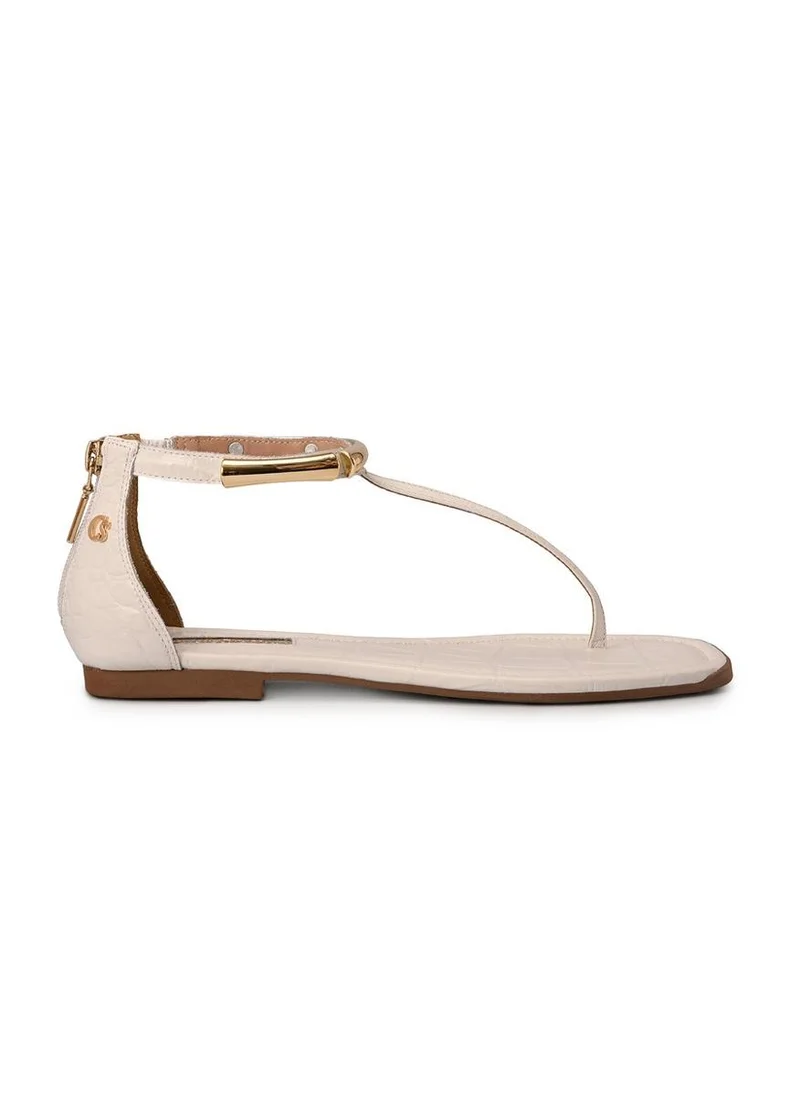 Carmen Steffens Flat White Bianco Leather Sandals