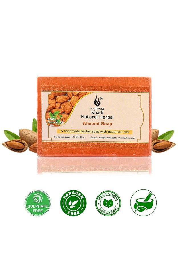 Parvati Gramodyog Khadi Almond Soap 125 Gm (Pack Of 4) Herbal Products Made In India - Image 4