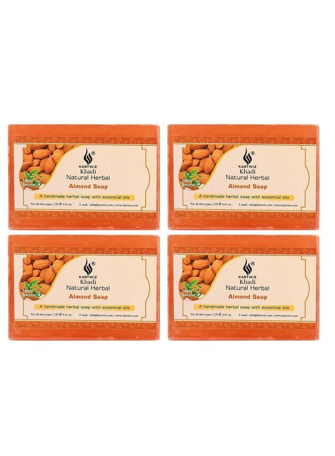 Parvati Gramodyog Khadi Almond Soap 125 Gm (Pack Of 4) Herbal Products Made In India - Image 2