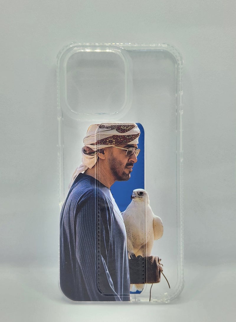 Acnor iPhone 16 Pro Max Clear Case with Middle Eastern Man & Falcon Design – Shockproof TPU Cover with Kickstand Grip - Image 1