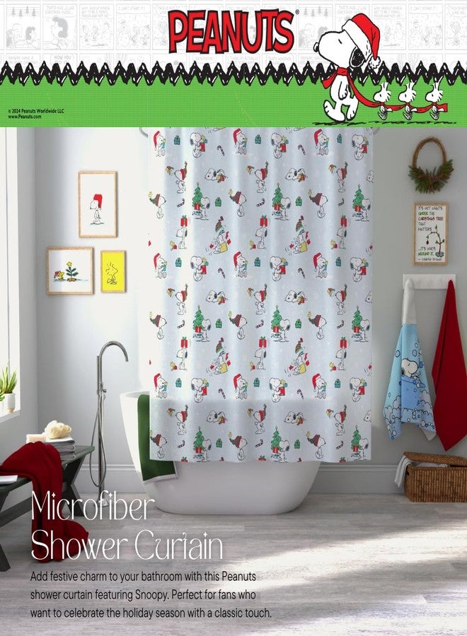 Franco Peanuts Holiday Christmas Bath Microfiber Shower Curtain, 72x72, (Officially Licensed Product) - Image 3