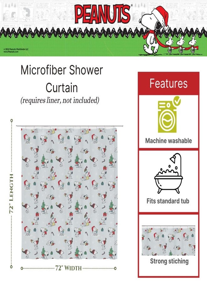 Franco Peanuts Holiday Christmas Bath Microfiber Shower Curtain, 72x72, (Officially Licensed Product) - Image 2