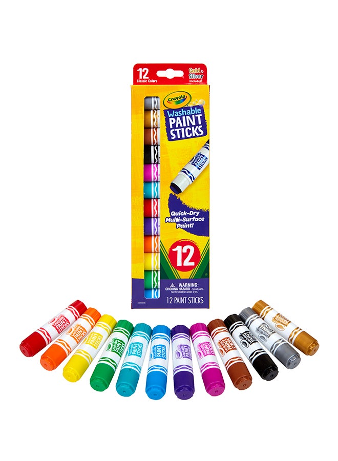 Crayola عصي طلاء سريعة الجفاف، ألوان متنوعة، مجموعة طلاء قابلة للغسل للأطفال، 12 قطعة - Image 1