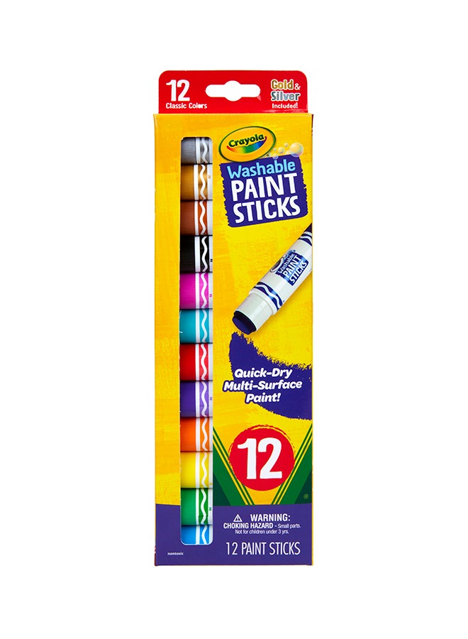 Crayola عصي طلاء سريعة الجفاف، ألوان متنوعة، مجموعة طلاء قابلة للغسل للأطفال، 12 قطعة - Image 2