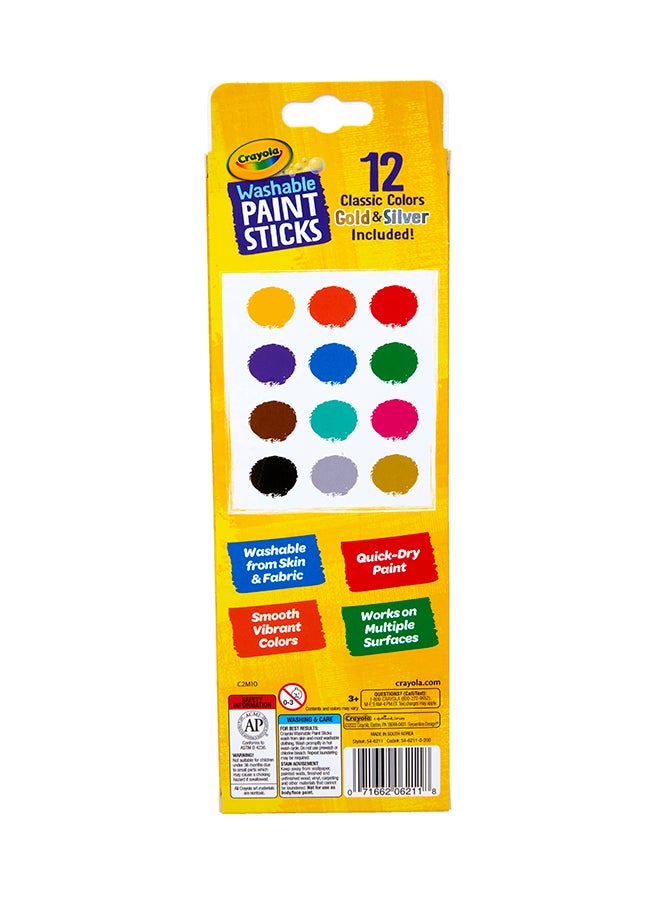 Crayola عصي طلاء سريعة الجفاف، ألوان متنوعة، مجموعة طلاء قابلة للغسل للأطفال، 12 قطعة - Image 3