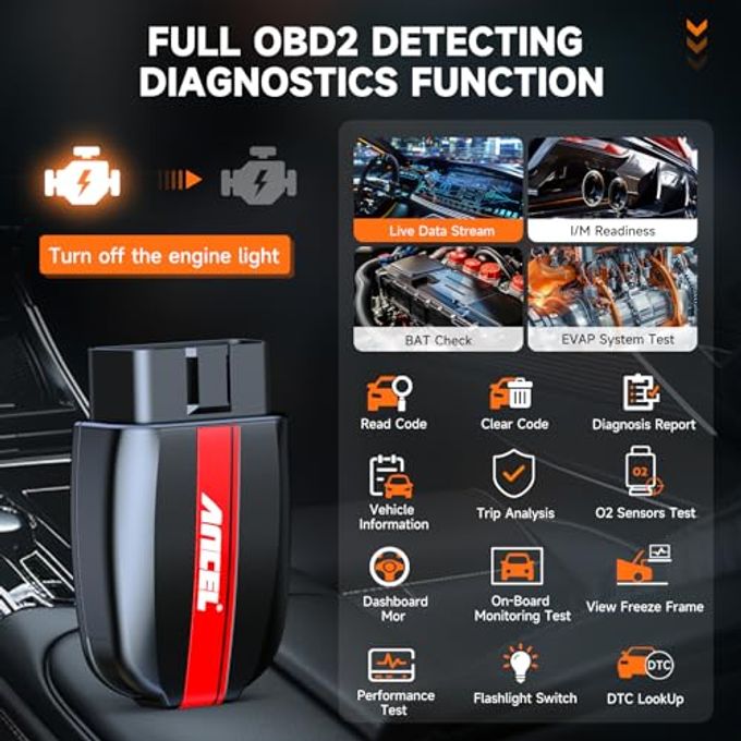 Ancel BD200 OBD2 Scanner Bluetooth Code Reader & Check Engine Diagnostic Scan Tools with Car Battery Test, Exclusive App On iOS & Android, Wireless OBDII Adapter Works for 1996 & Newer Vehicles - Image 2