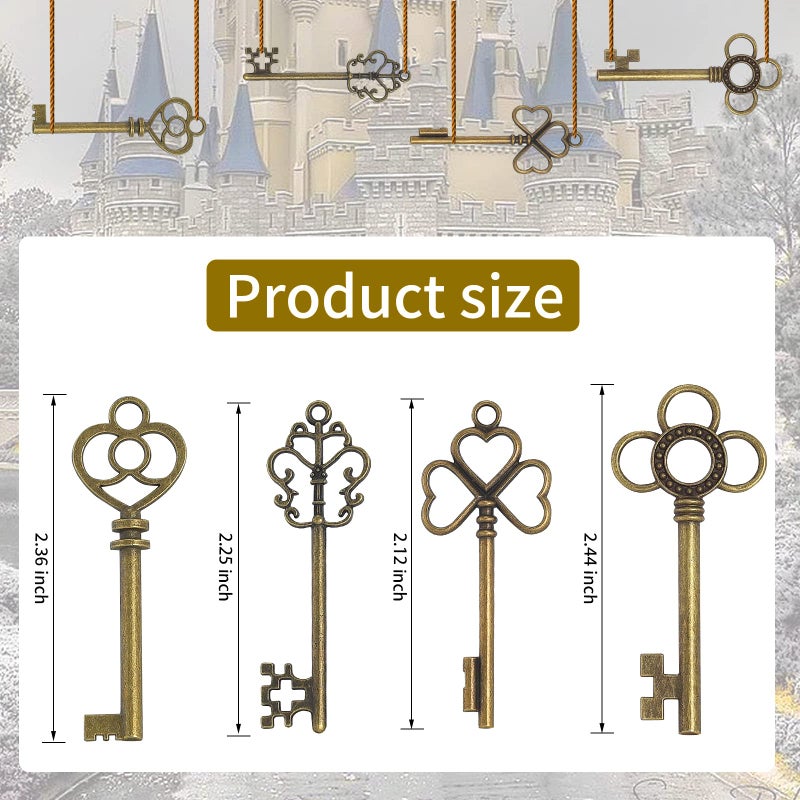 BALABALA Antique Bronze Vintage Skeleton Key Charm Steampunk for Crafts, Party Favors, Gifts Decoration Set of 40 - Image 2