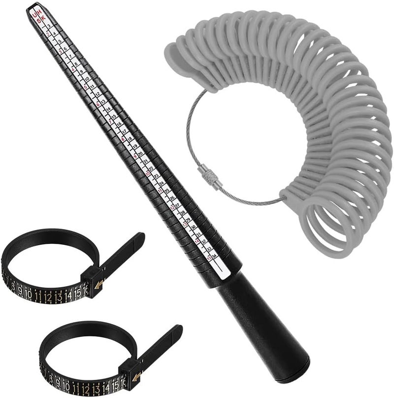 accmor Ring Sizer Kit, Jewelry Making Mandrel & Measuring Tool with Plastic Finger Sizing Belt - Image 1