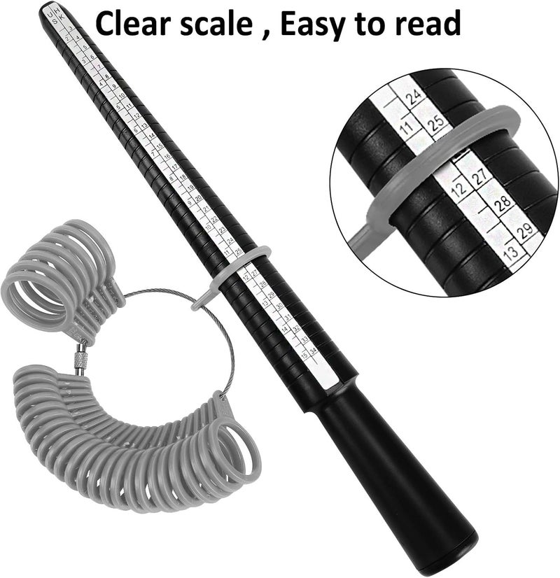 accmor Ring Sizer Kit, Jewelry Making Mandrel & Measuring Tool with Plastic Finger Sizing Belt - Image 4