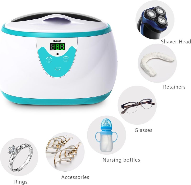 Ukoke Ultrasonic Jewelry & Retainer Cleaner – Professional Ultrasonic Cleaner Machine for Dentures, Mouth Guards, Braces, Toothbrush Heads, Rings & Watches with Timer – Perfect Christmas Gift - Image 2