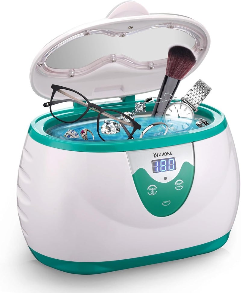 Ukoke Ultrasonic Jewelry & Retainer Cleaner – Professional Ultrasonic Cleaner Machine for Dentures, Mouth Guards, Braces, Toothbrush Heads, Rings & Watches with Timer – Perfect Christmas Gift - Image 1