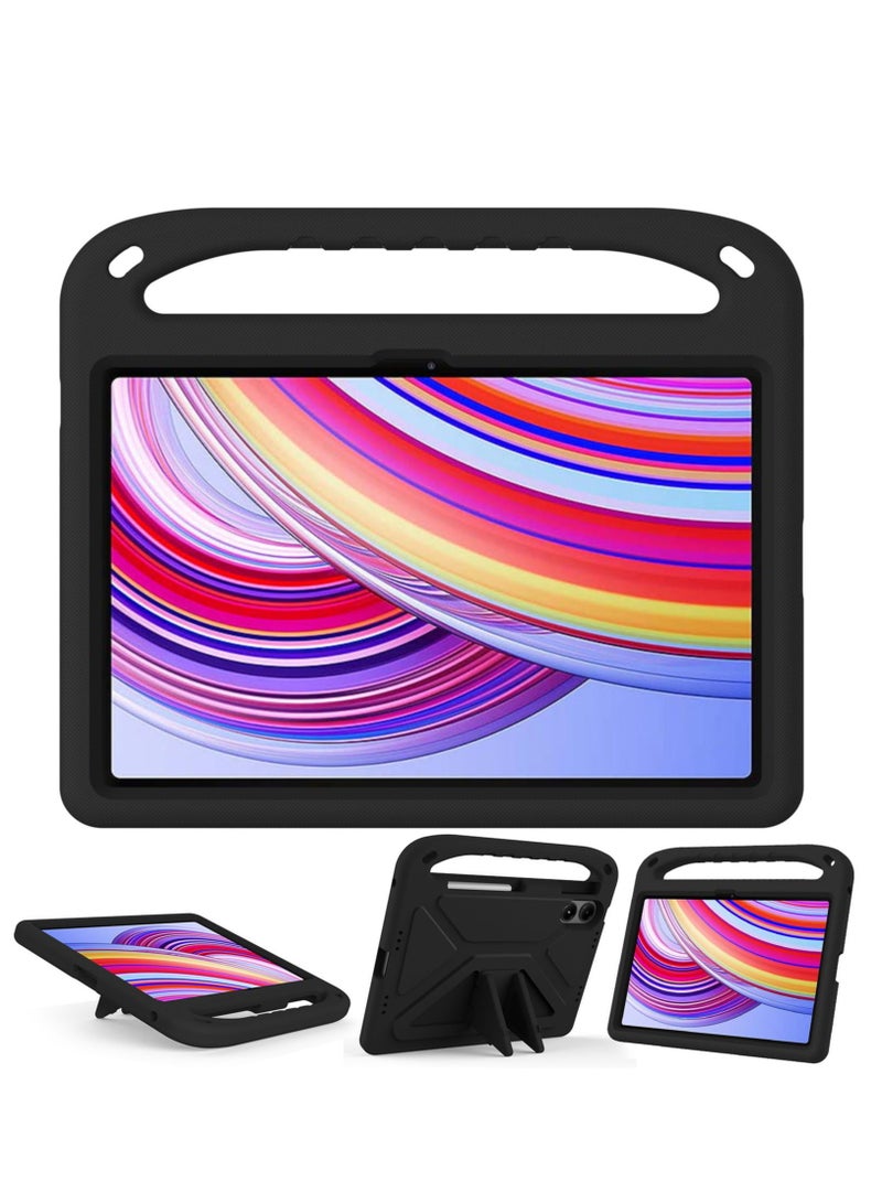 Kids Friendly Case for Xiaomi Redmi Pad SE Pro 12.1inch Tablet Kids Case Lightweight Shockproof Case with Handle Stand Cover (Black) - Image 1