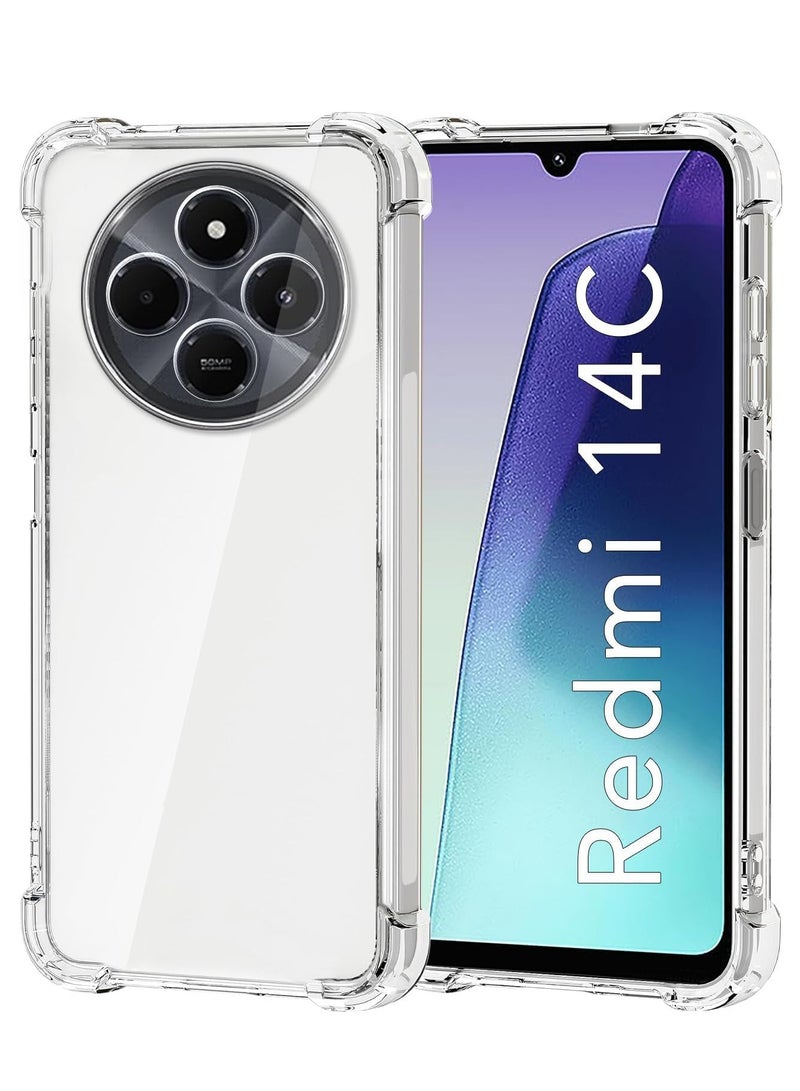 BORTONY Xiaomi Redmi 14C Back Cover Soft Flexible Silicone Transparent Shockproof Protective Cover Crystal Clear Reinforced Bumper Corners For Xiaomi Redmi 14C Clear - Image 1