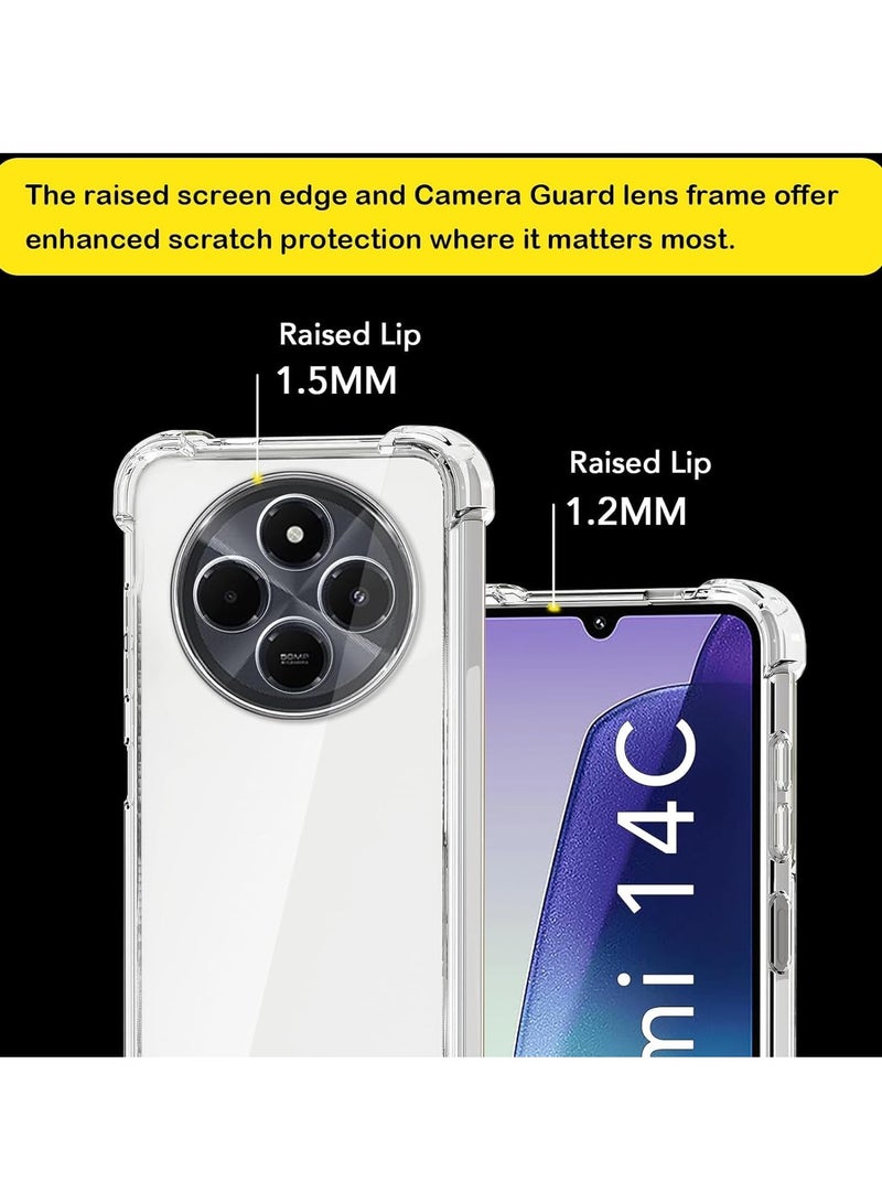 BORTONY Xiaomi Redmi 14C Back Cover Soft Flexible Silicone Transparent Shockproof Protective Cover Crystal Clear Reinforced Bumper Corners For Xiaomi Redmi 14C Clear - Image 3