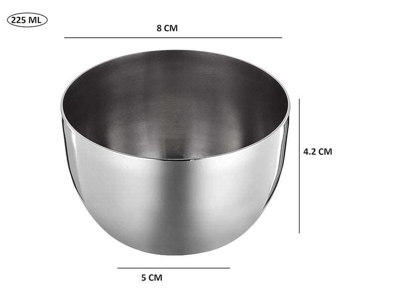 MARWALL Apple Shape Mirror Finish Stainless Steel 6 Pcs Dinner Set1 Plate2 VatiBowls1 Glass1 Spoon1 Halwa Vati - Image 2