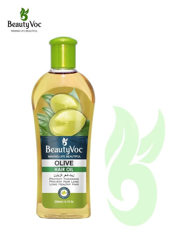 BEAUTY VOC Olive Oil Extracted from Pure Olive, Enriched with Antioxidants, Vitamins, and Nourishing Properties Deeply Conditions, Moisturizes, Strengthens and Protects Hair Strands, 200ml  - Image 1