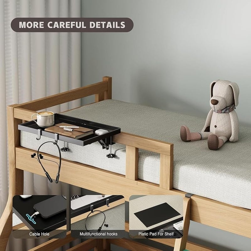 طاولة سرير بطابقين قابلة للطي من الفولاذ الكربوني الثقيل مع رف وفتحة للكابل لتخزين المهجع - Image 5