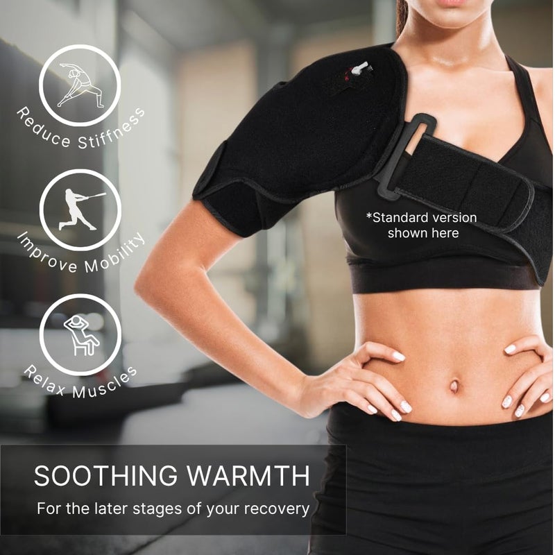 NatraCure Cold or Hot Shoulder Ice Pack Wrap Compression Shoulder Brace for Pain Relief Cool or Heating Pad for Rotator Cuff Injuries Football Baseball Volleyball Basketball Golf Softball - Image 4