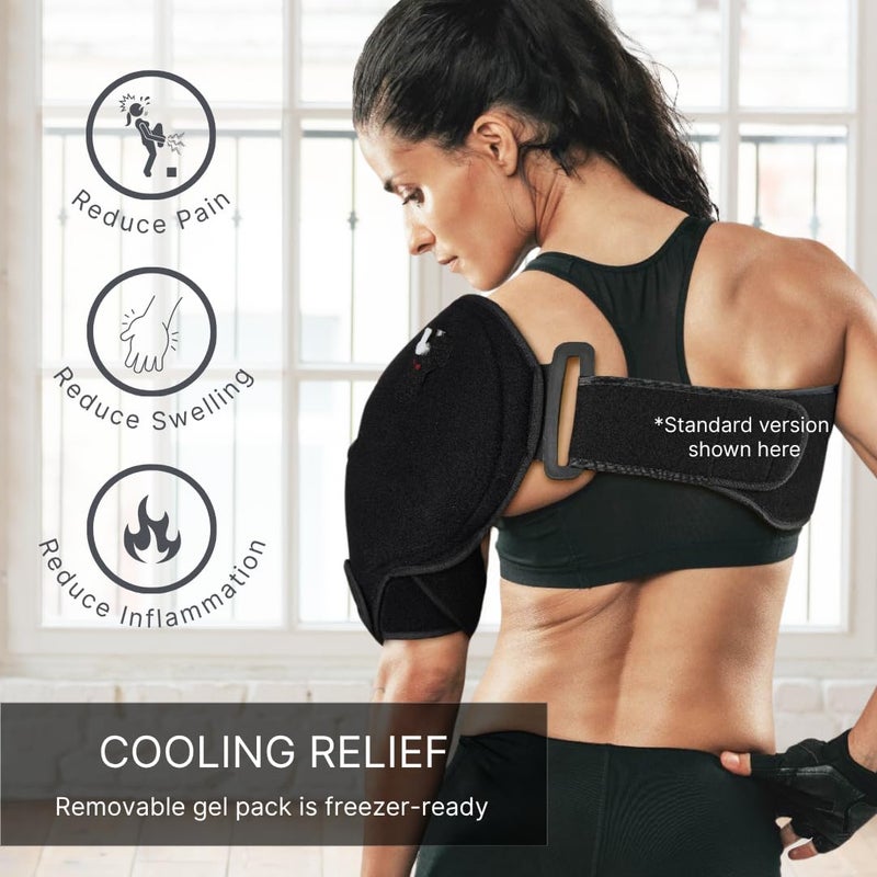 NatraCure Cold or Hot Shoulder Ice Pack Wrap Compression Shoulder Brace for Pain Relief Cool or Heating Pad for Rotator Cuff Injuries Football Baseball Volleyball Basketball Golf Softball - Image 3