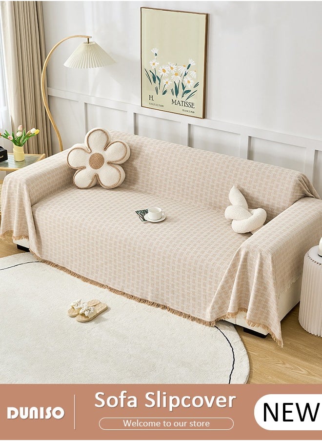 DUNISO Sofa Cover, Washable Sofa Throw Blanket, Versatile Sofa Silpcover for All Seasons Oversize Couch Cover, Pet Couch Covers for Sofa  L-Shape U-Shaped Woven Throw Blanket with Tassels  - Image 1