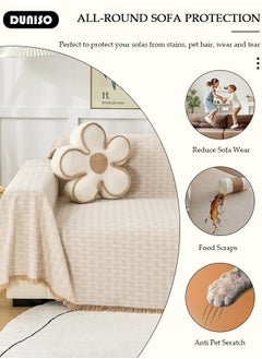 DUNISO Sofa Cover, Washable Sofa Throw Blanket, Versatile Sofa Silpcover for All Seasons Oversize Couch Cover, Pet Couch Covers for Sofa  L-Shape U-Shaped Woven Throw Blanket with Tassels  - Image 2
