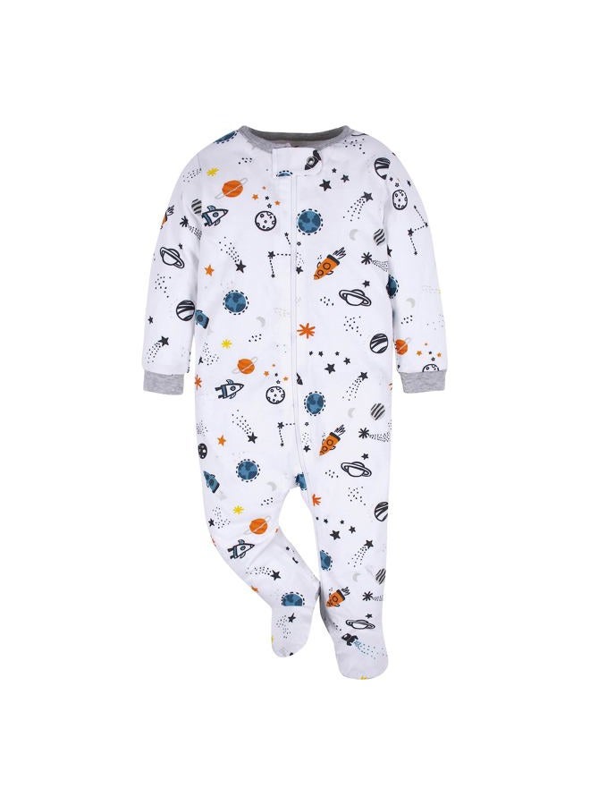 Gerber baby-boys 4 Pack Sleep 'N Play Footie, Space, 3-6 Months - Image 3