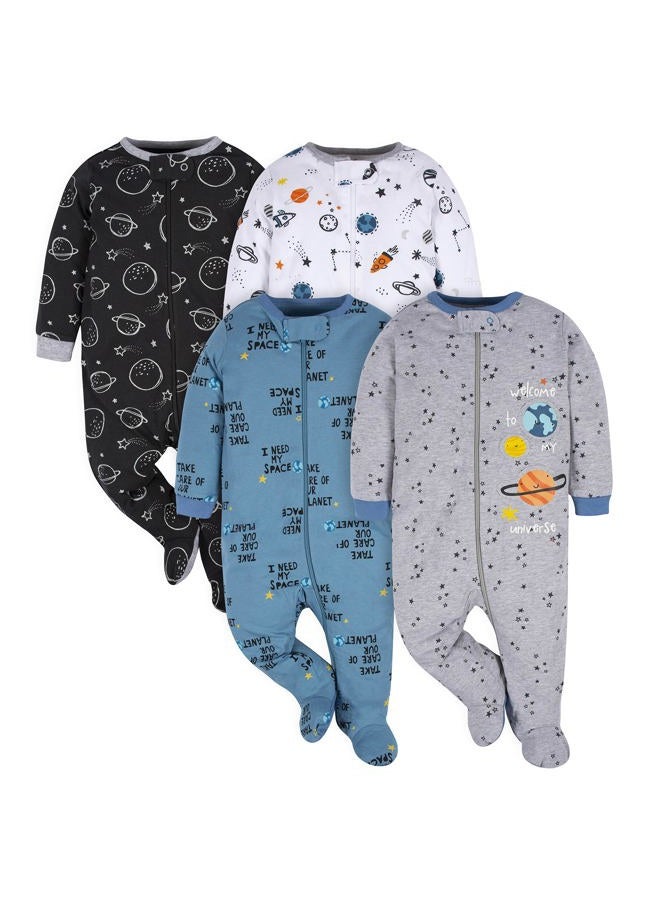 Gerber baby-boys 4 Pack Sleep 'N Play Footie, Space, 3-6 Months - Image 1