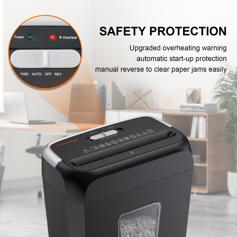 Bonsaii Paper Shredder, 5-6 Sheet Crosscut Shredder for Home Use, 3.4 Gals Wastebasket - Image 4