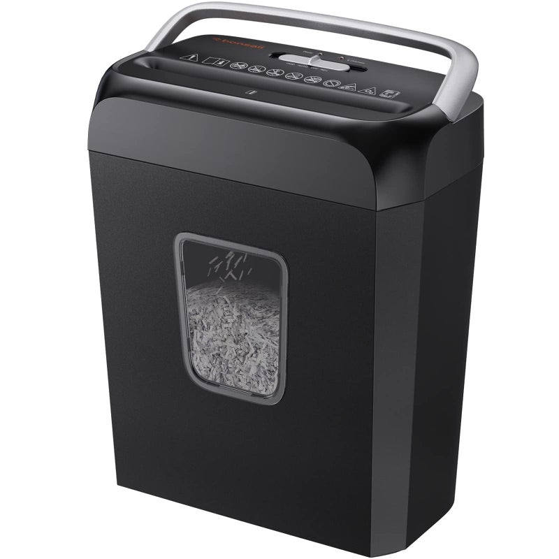 Bonsaii Paper Shredder, 5-6 Sheet Crosscut Shredder for Home Use, 3.4 Gals Wastebasket - Image 1