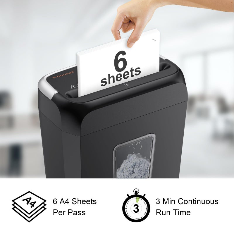 Bonsaii Paper Shredder, 5-6 Sheet Crosscut Shredder for Home Use, 3.4 Gals Wastebasket - Image 2