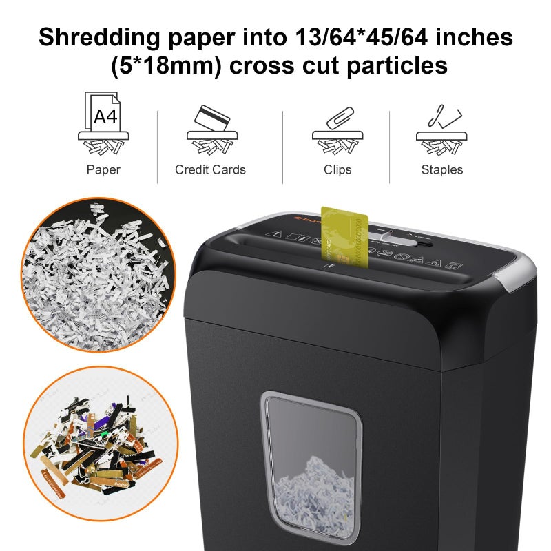 Bonsaii Paper Shredder, 5-6 Sheet Crosscut Shredder for Home Use, 3.4 Gals Wastebasket - Image 3