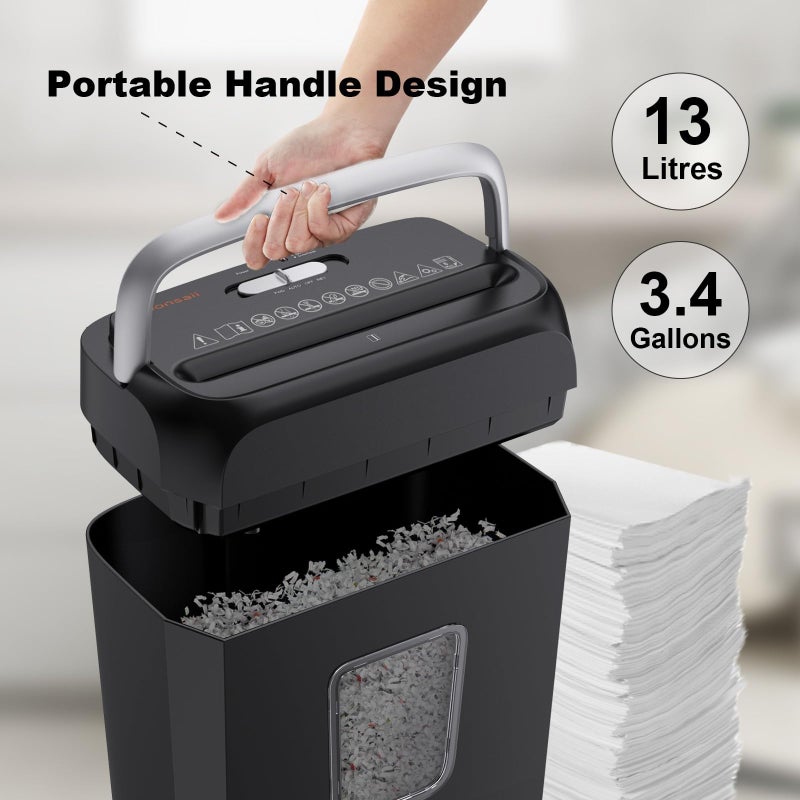 Bonsaii Paper Shredder, 5-6 Sheet Crosscut Shredder for Home Use, 3.4 Gals Wastebasket - Image 5